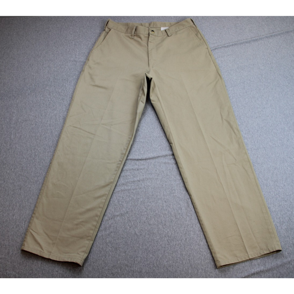 Legendary Gold Pants Mens Size 34X32 Khaki Straight Leg High Rise Flat Front